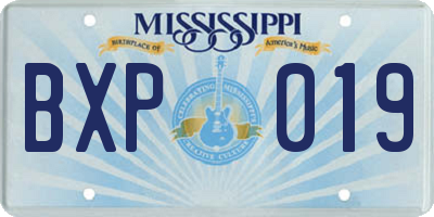 MS license plate BXP019