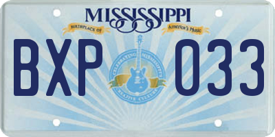 MS license plate BXP033