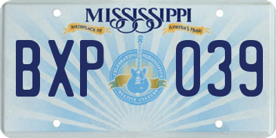 MS license plate BXP039