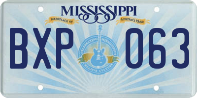 MS license plate BXP063