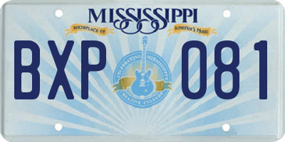MS license plate BXP081