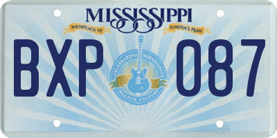 MS license plate BXP087