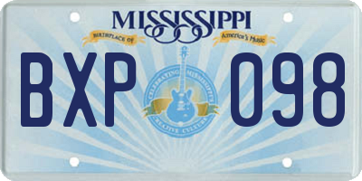 MS license plate BXP098
