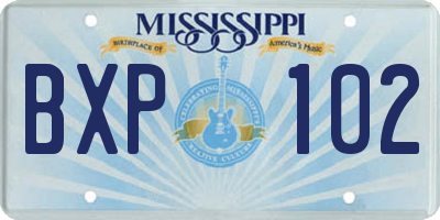 MS license plate BXP102