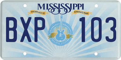 MS license plate BXP103