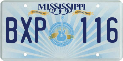 MS license plate BXP116
