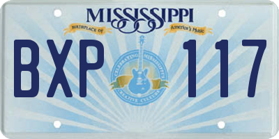 MS license plate BXP117
