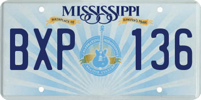 MS license plate BXP136