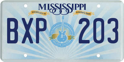 MS license plate BXP203