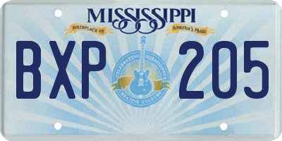 MS license plate BXP205