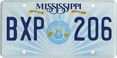 MS license plate BXP206