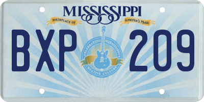 MS license plate BXP209