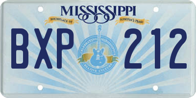 MS license plate BXP212