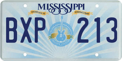 MS license plate BXP213