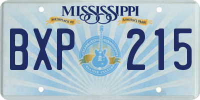 MS license plate BXP215