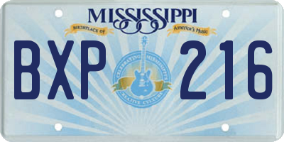 MS license plate BXP216