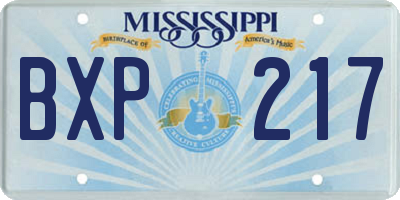 MS license plate BXP217