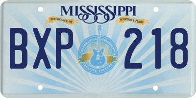 MS license plate BXP218