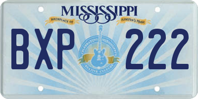 MS license plate BXP222