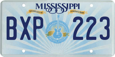 MS license plate BXP223