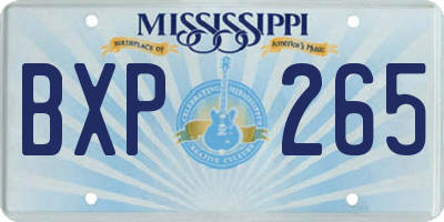 MS license plate BXP265