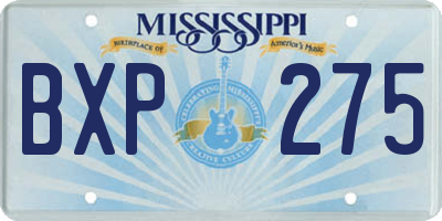 MS license plate BXP275