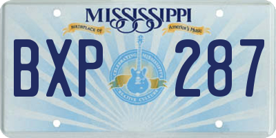 MS license plate BXP287