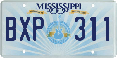 MS license plate BXP311