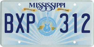 MS license plate BXP312