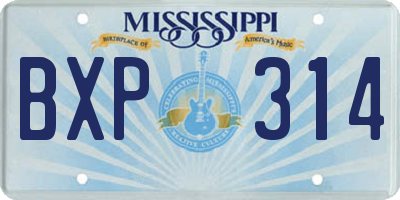 MS license plate BXP314