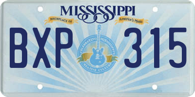 MS license plate BXP315