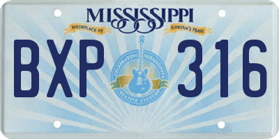 MS license plate BXP316