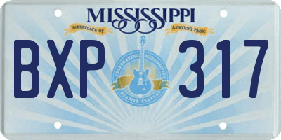 MS license plate BXP317