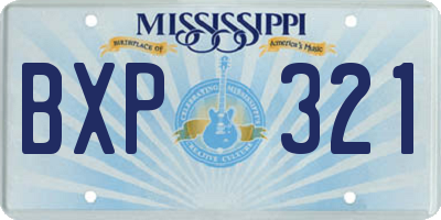 MS license plate BXP321