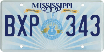MS license plate BXP343