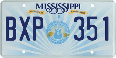 MS license plate BXP351