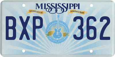 MS license plate BXP362