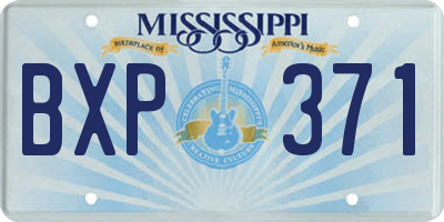 MS license plate BXP371
