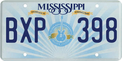 MS license plate BXP398