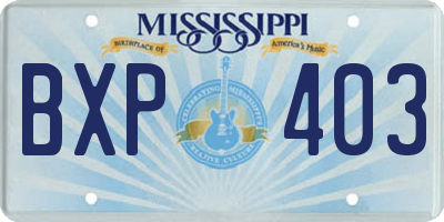 MS license plate BXP403