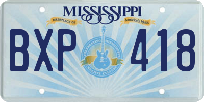 MS license plate BXP418