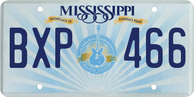 MS license plate BXP466