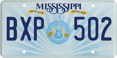 MS license plate BXP502