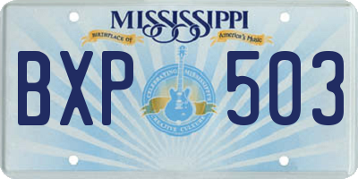 MS license plate BXP503