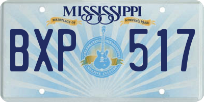 MS license plate BXP517