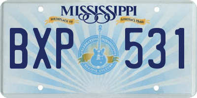 MS license plate BXP531