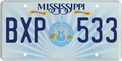 MS license plate BXP533