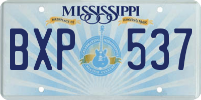 MS license plate BXP537
