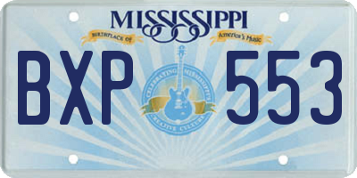 MS license plate BXP553