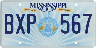 MS license plate BXP567